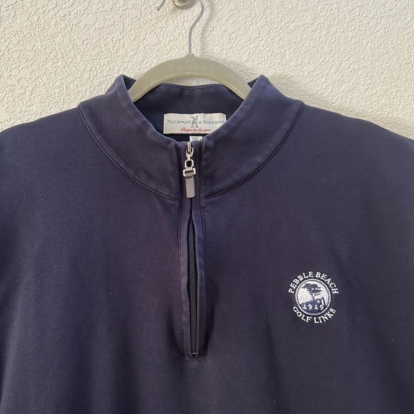 Fairway & Greene Vintage Pebble Beach Navy Blue Quarter Zip Vest Size XXL - Picture 3 of 7